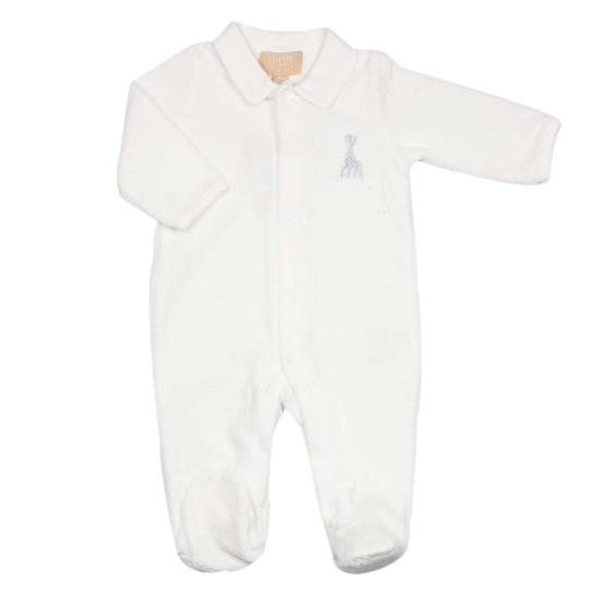 Pelele Y Beige cuello Polo - Terciopelo jacquard - ©Sophie la jirafa