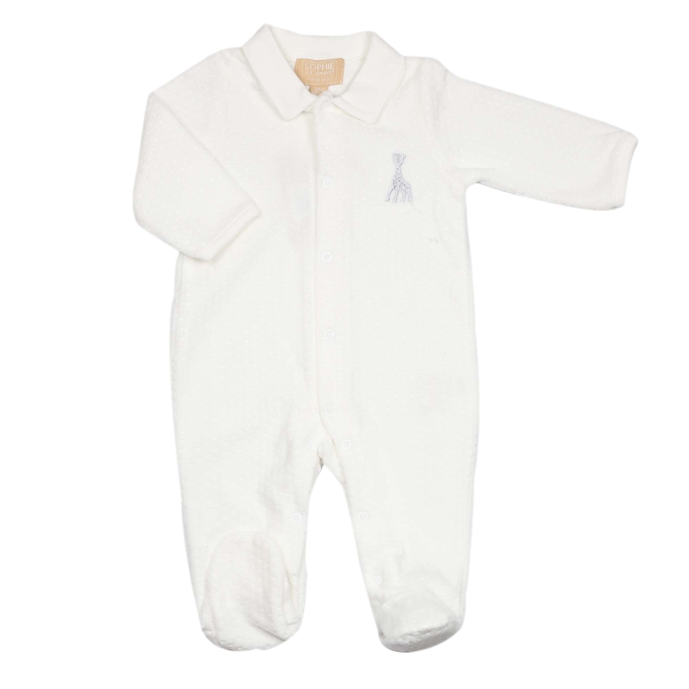 Pelele Y Beige cuello Polo - Terciopelo jacquard - ©Sophie la jirafa