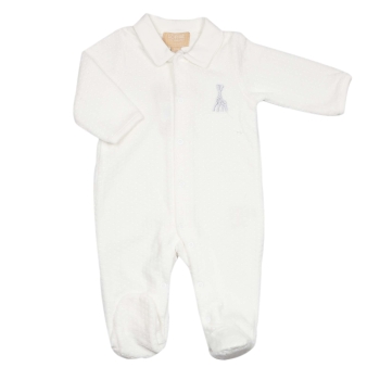 Pyjama naissance - Écru - Velours jacquard