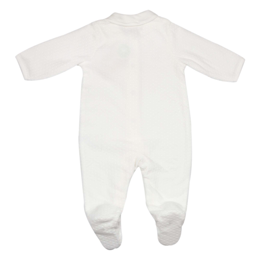Pigiama in velluto jacquard bianco panna con dettaglio sul retro Pigiama in velluto jacquard bianco panna con dettaglio sul retro
