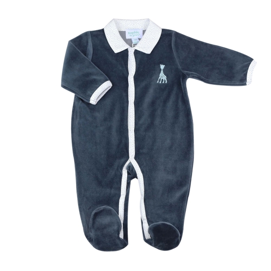Navy blue velvet sleepsuit Y ©Sophie la girafe
