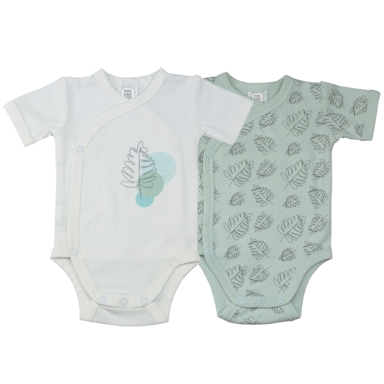 Set di due body a maniche corte verde salvia