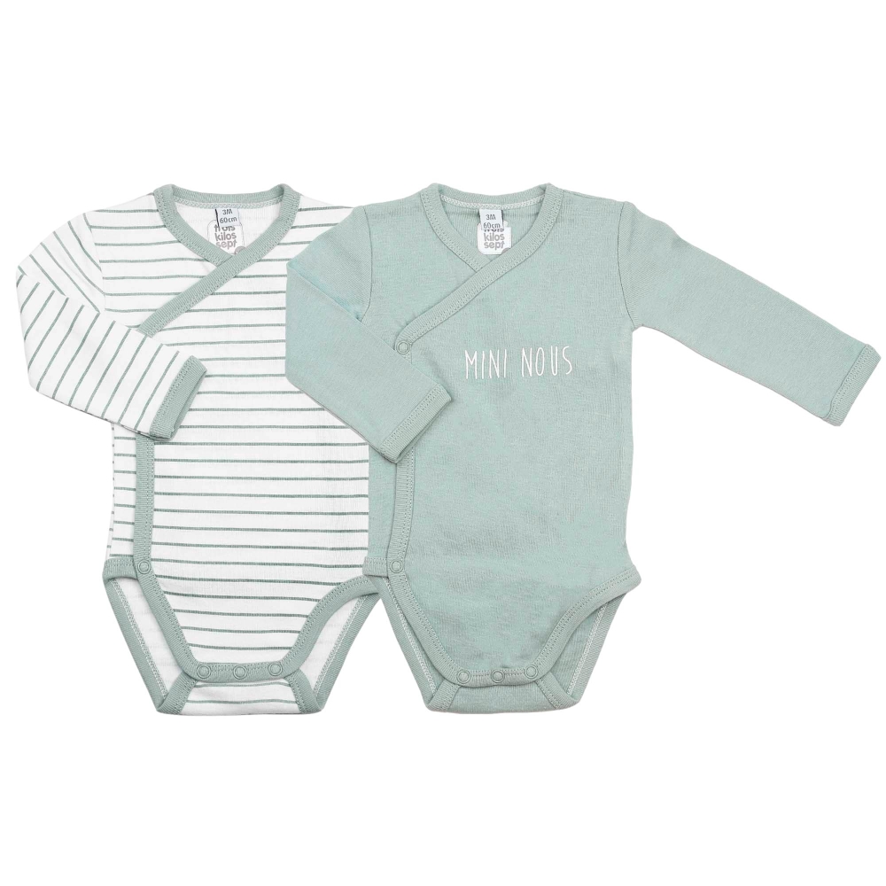 Body bébé garçon vert/blanc 1 coton 36 mois TEX BABY : le lot de 3