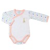 Body niña blanco, ribete rosa y motivos coloridos ©Sophie la girafe