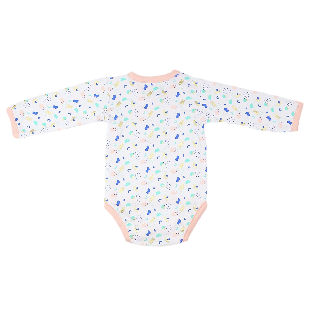 costas do body branco e rosa Sophie La girafe de mangas compridas