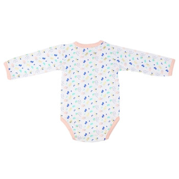costas do body branco e rosa Sophie La girafe de mangas compridas