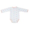 costas do body branco e rosa Sophie La girafe de mangas compridas