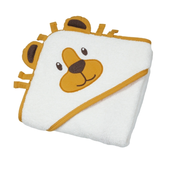 Folded bath cape with a cute little lion head