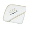 Cape de bain bébé craquant blanche avec le liseré beige Cape de bain bébé craquant blanche avec le liseré beige