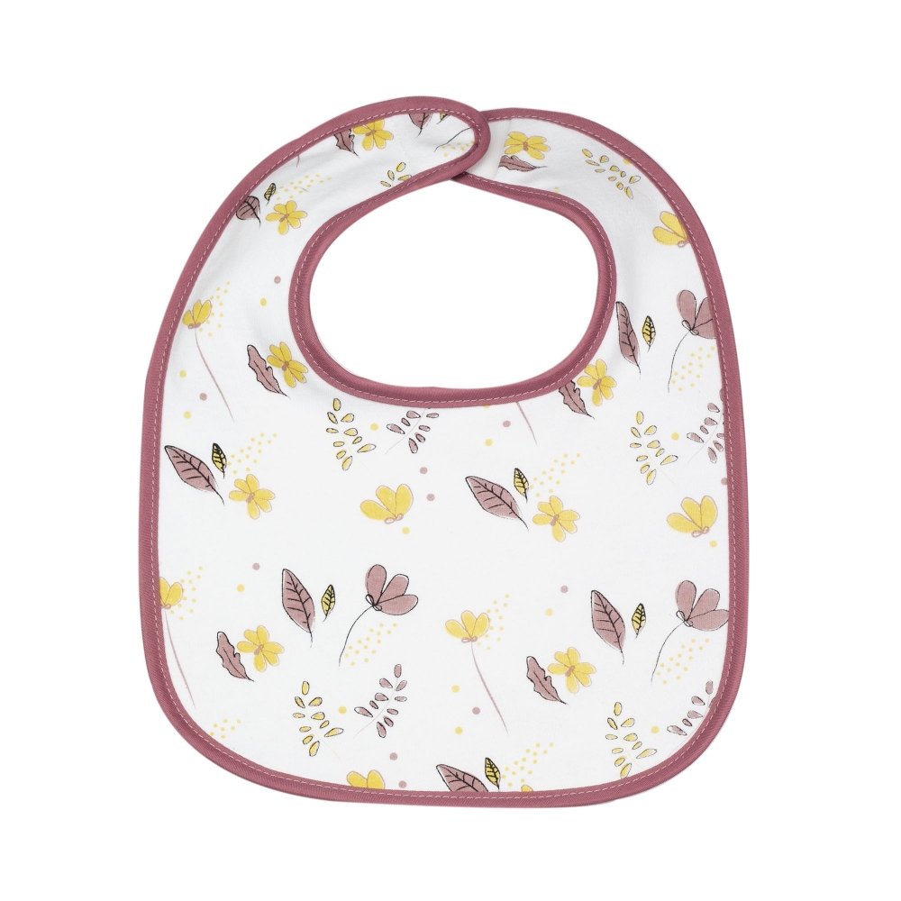 Bavoir 1er âge éponge bordeaux avec motifs floraux Bavoir 1er âge éponge bordeaux avec motifs floraux