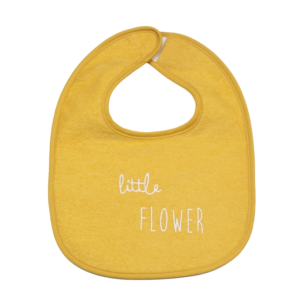 Bavoir bébé jaune moutarde "little flower" Bavoir bébé jaune moutarde "little flower"