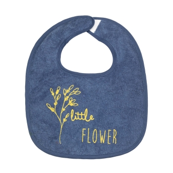 Bavaglino prima età blu navy bambina little flower