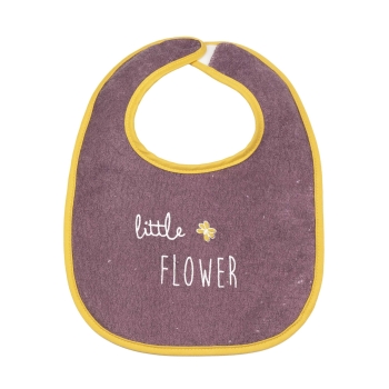 Beautiful burgundy terry bib with mustard piping