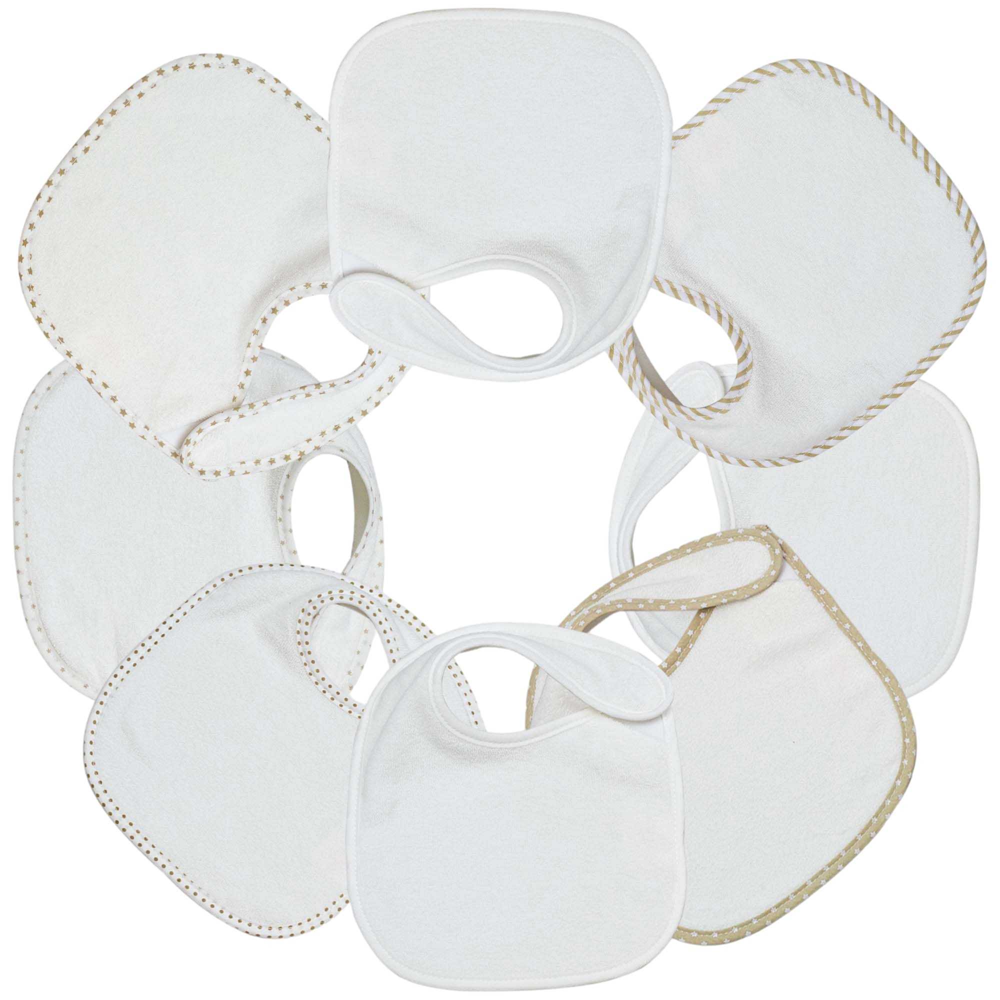 Trois Kilos Sept - Lot de 7 bavoirs à velcro Essentiel écrus