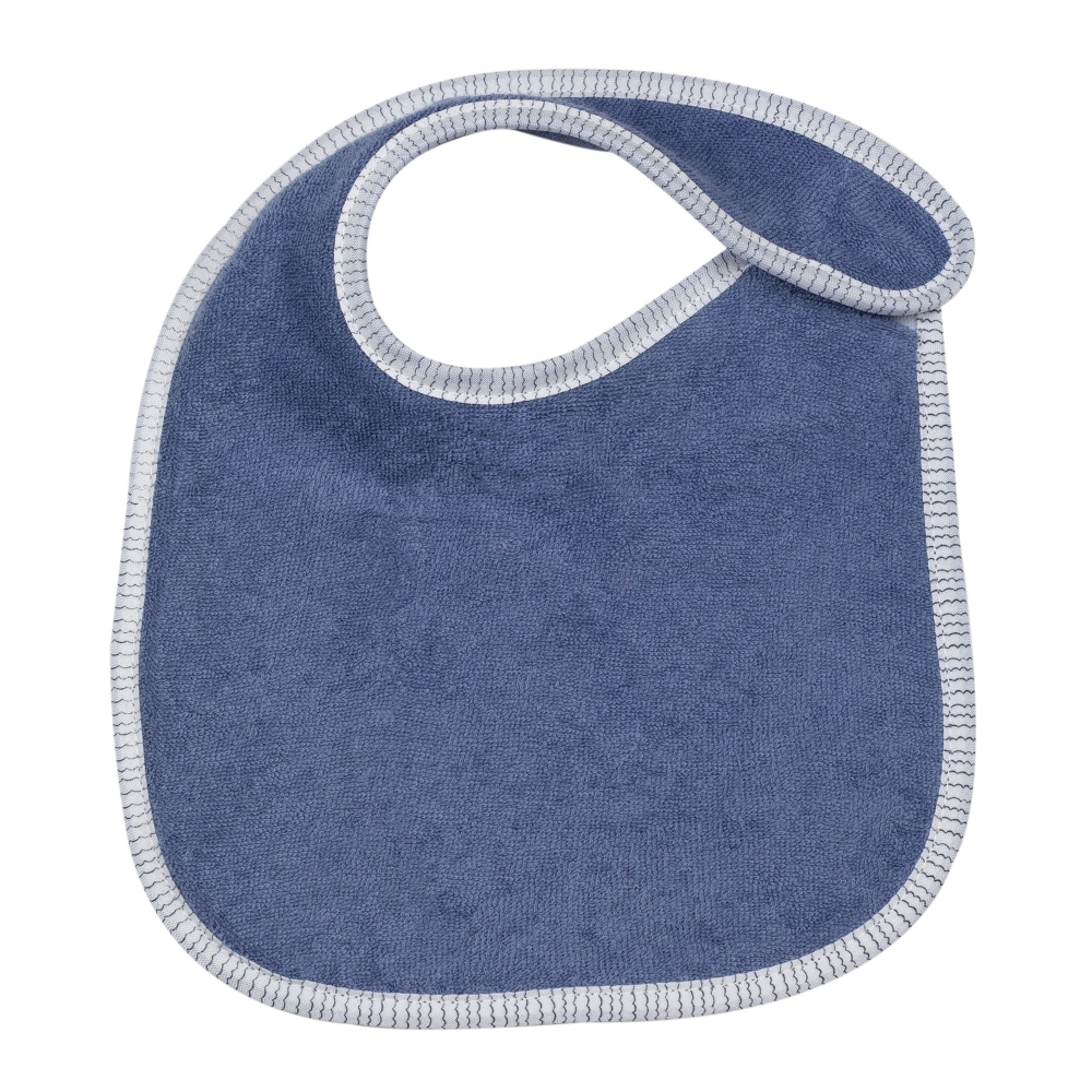 bavoir bleu uni avec liseré blanc en épongee bavoir bleu uni avec liseré blanc en épongee