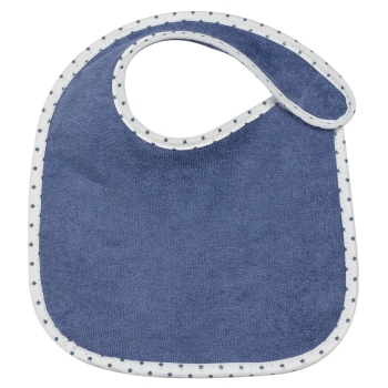 marineblauw babyslabbetje met witte en blauwe bies marineblauw babyslabbetje met witte en blauwe bies