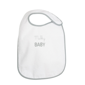 Babete branco com inscrição Milky Baby