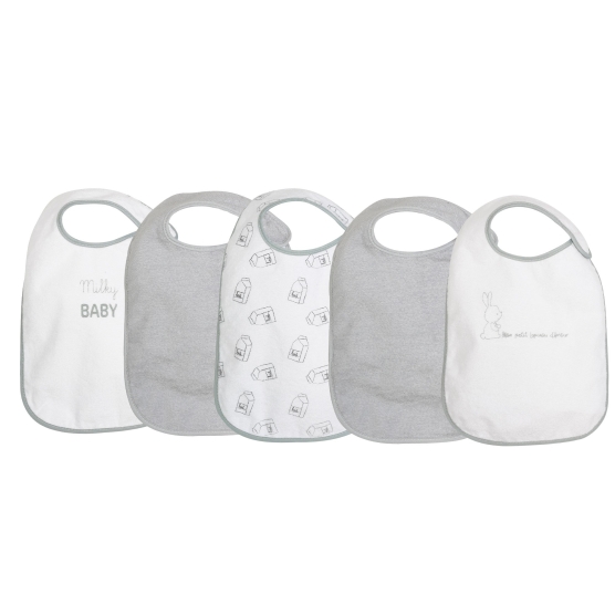 Lot de 5 grands bavoirs naissance - Milky Baby Trois Kilos Sept - 1