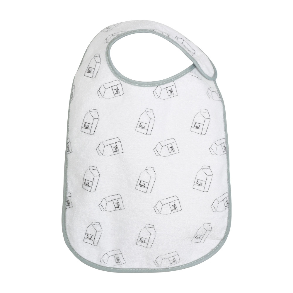 Newborn bib with milk carton pattern Newborn bib with milk carton pattern