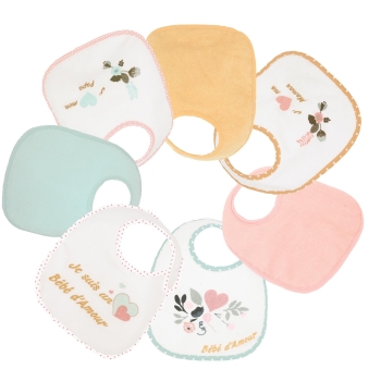 Set di 7 bavaglini neonato - Bebè d'amore