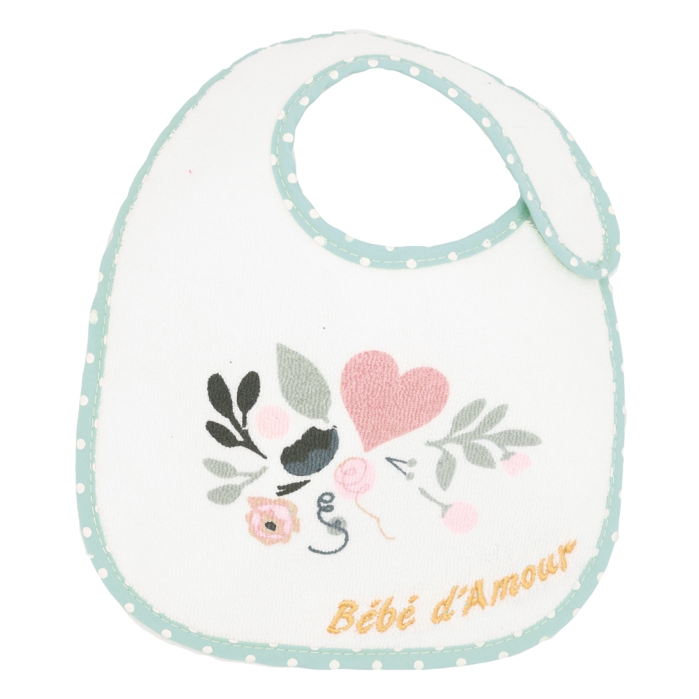 Bavoir bébé d'amour bleu avec motifs Bavoir bébé d'amour bleu avec motifs