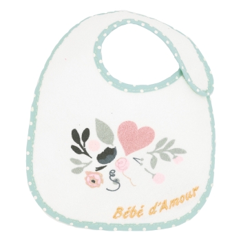 Bavoir bébé d'amour bleu avec motifs Bavoir bébé d'amour bleu avec motifs