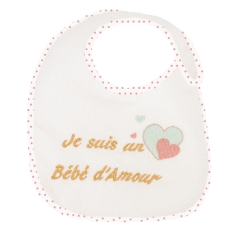 Bavoir naissance - Broderie Je suis un bébé d'amour Bavoir naissance - Broderie Je suis un bébé d'amour