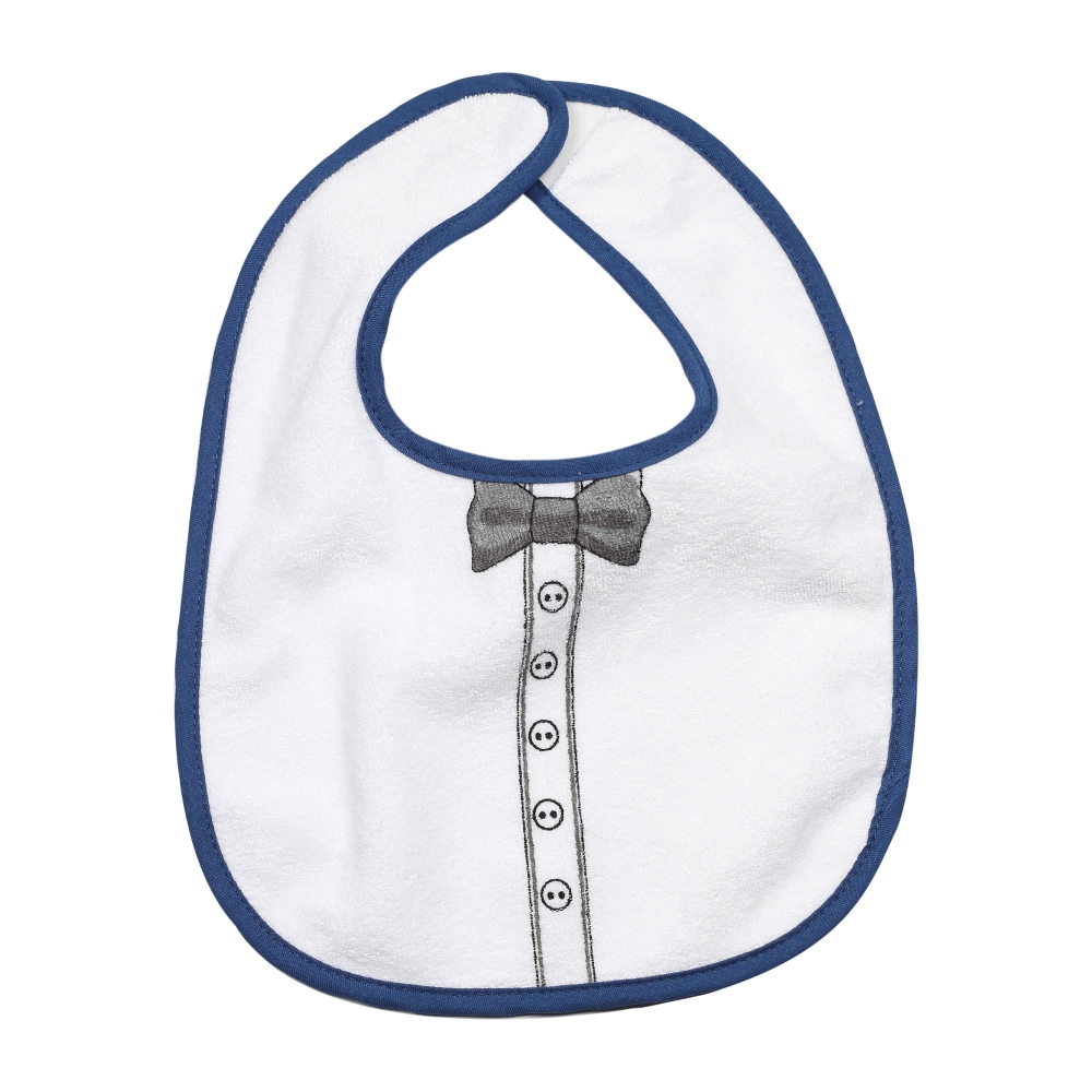 babero con estampado de pajarita y botón de camisa