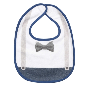 bib with straps and small printed bow