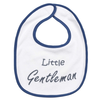 babete branco com inscrição Little Gentleman