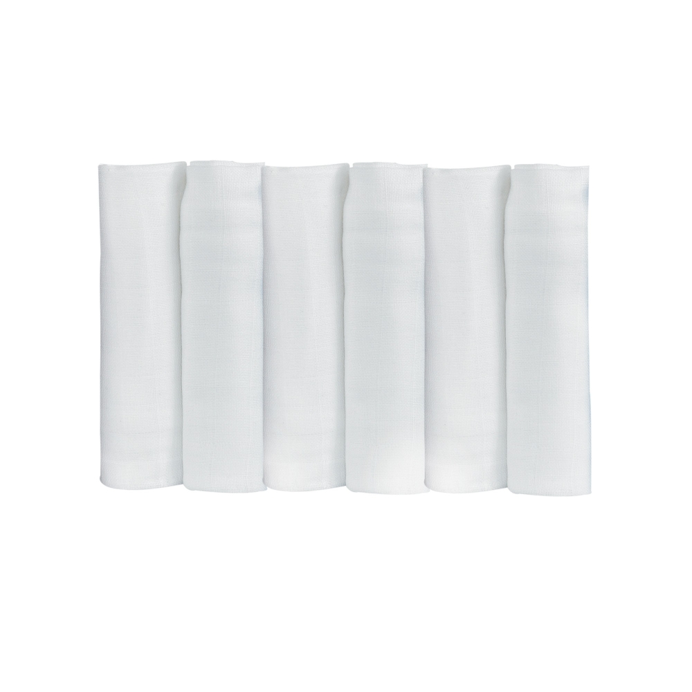 Pack de 6 gasas bebé blanco liso 70*70 cm
