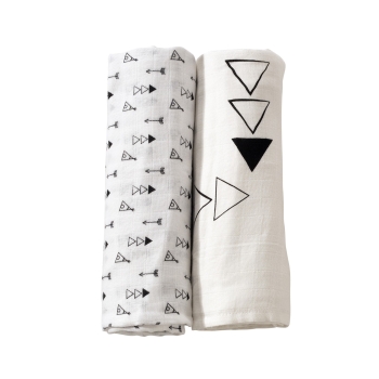 Pack de 2 langes 115x115cm - Triangles - Love & Sweet
