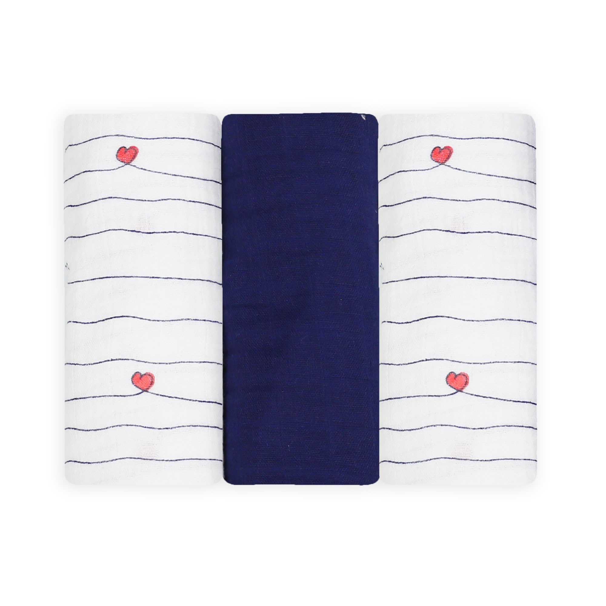 Trois Kilos Sept - Lot De 3 Langes Bleu