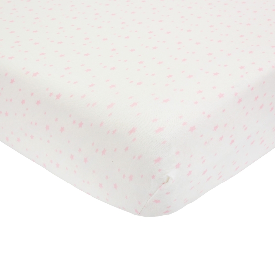 Fitted sheet jersey - Pink stars