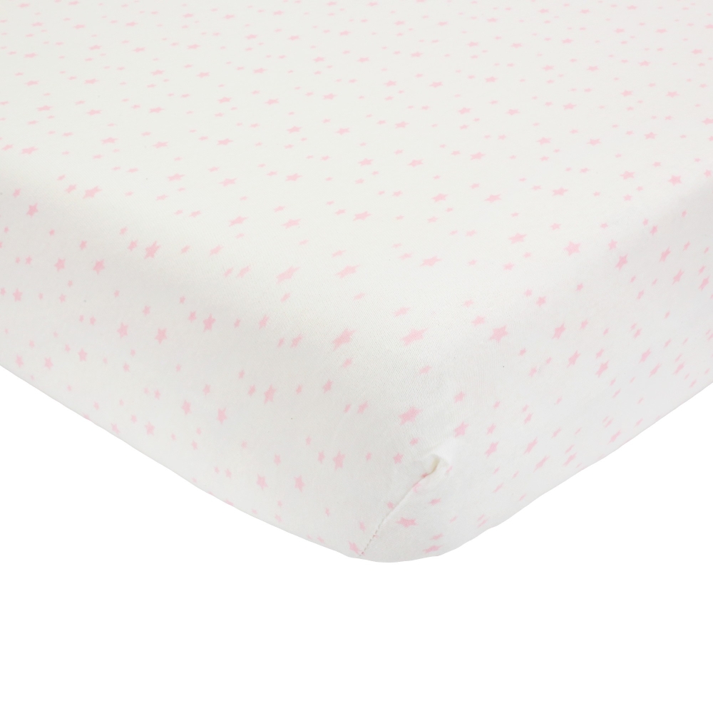 Fitted sheet jersey - Pink stars