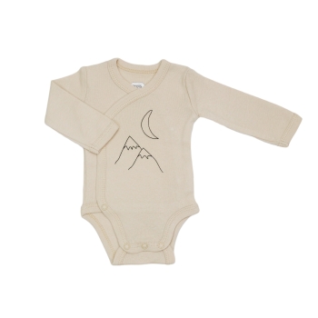 Body beige camel avec un imprimé montagne enneigé et lune Body beige camel avec un imprimé montagne enneigé et lune