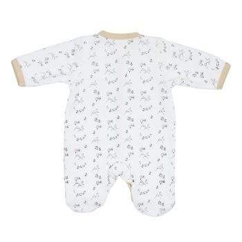 Zoom op de achterkant van de bedrukte geboorte pyjama Zoom op de achterkant van de bedrukte geboorte pyjama