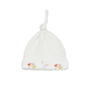 Bonnet naissance blanc avec l'imprimé assorti Bonnet naissance blanc avec l'imprimé assorti