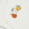 Zoom nas 3 frutas desenhadas no body recém-nascido