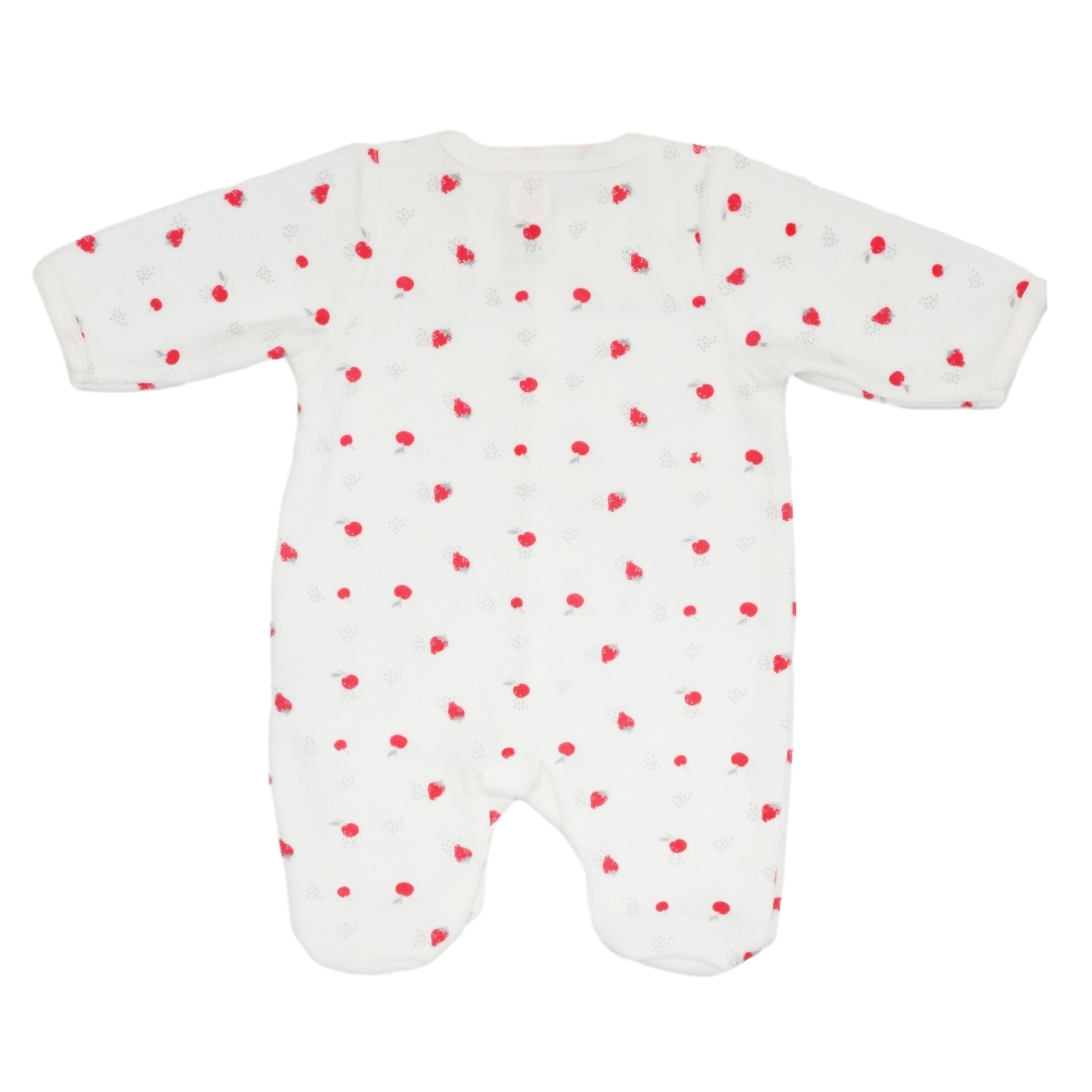 Dos du pyjama bébé décoré de fraises Dos du pyjama bébé décoré de fraises