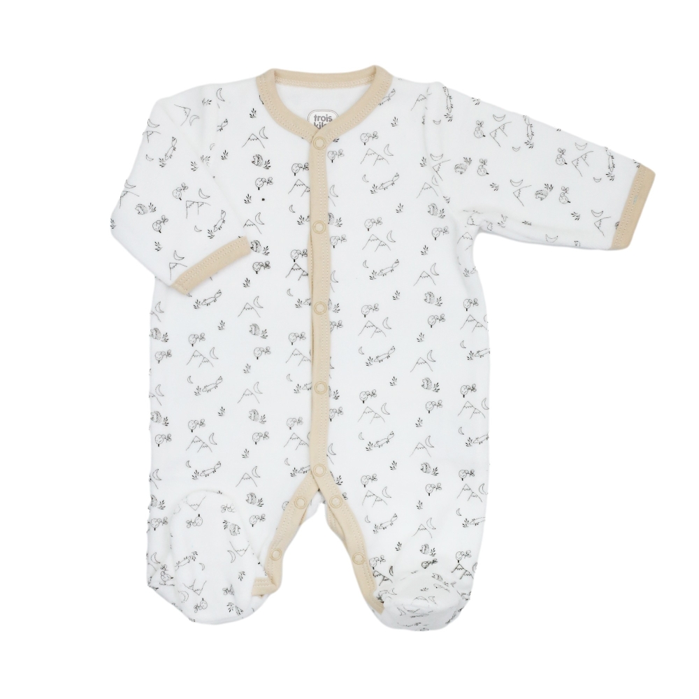 Pijama all-over branco e bege Pijama all-over branco e bege