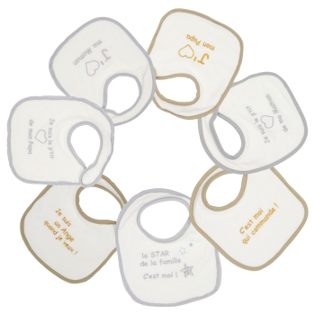 Birth bib - Set of 7 cream colors Kinousses