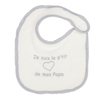 Babylätzchen Geburt naturfarben uni "ich bin das kleine Herz meines Papas"!"