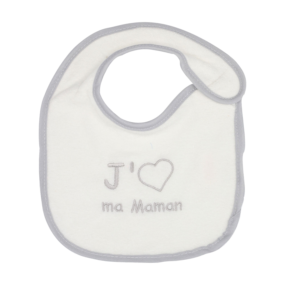 Bavaglia neonato écru tinta unita "amo la mia mamma!"