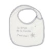 Off-white plain newborn bib "I'm the family star!"