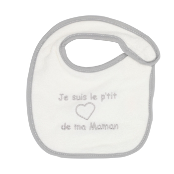 Plain off-white newborn bib "I'm mommy's little sweetheart!"