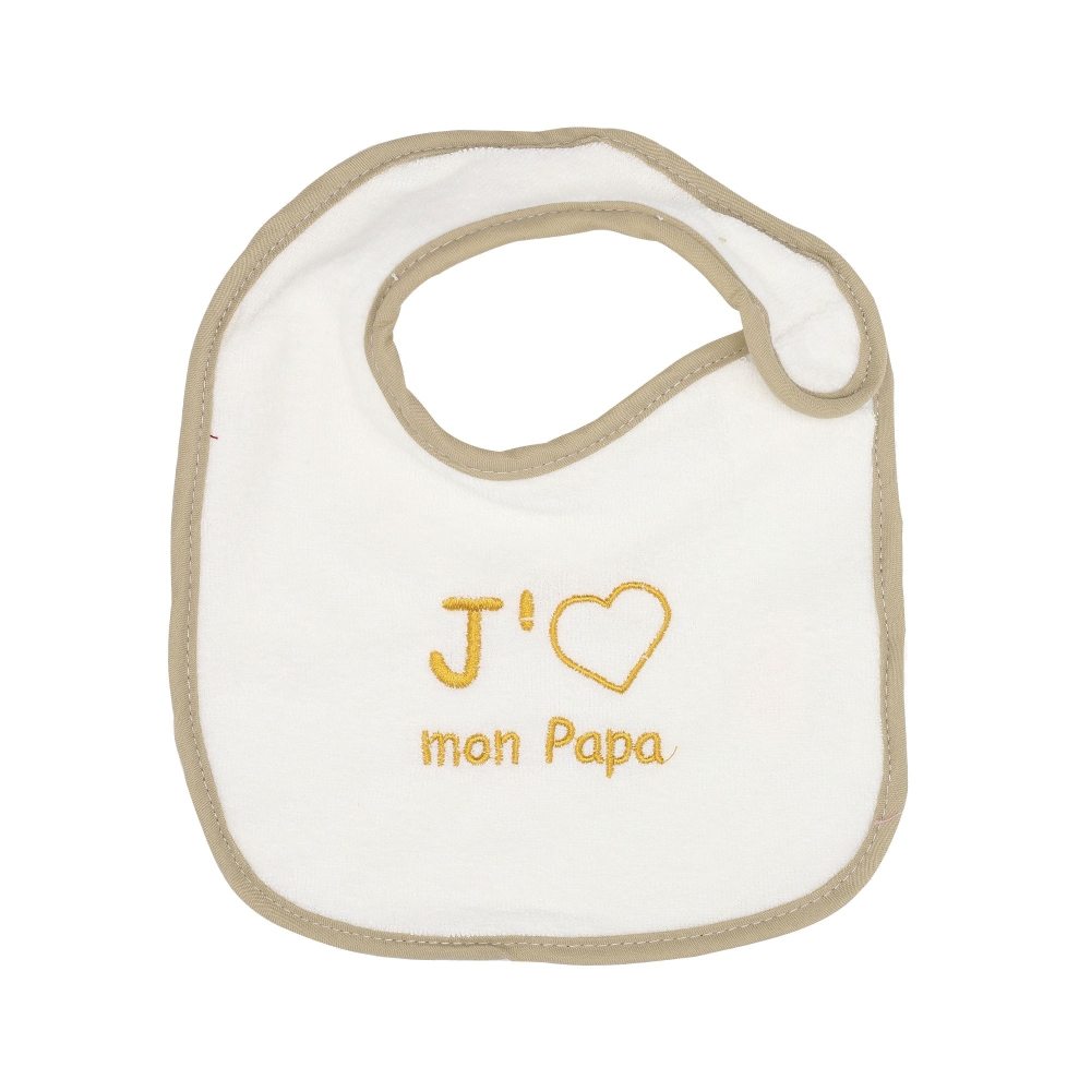 Bavaglino neonato ecrù tinta unita "amo il mio papà!"