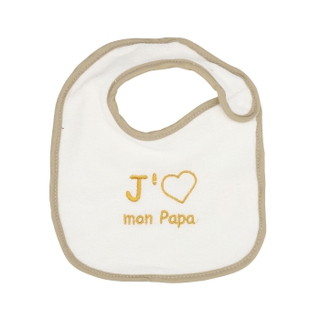 Newborn plain ecru bib "I love my daddy!"