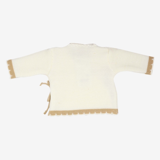 Two-tone knit baby cardigan Vanilla/Chocolate