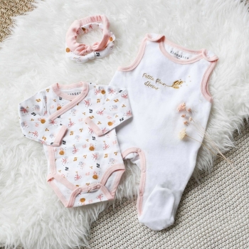 Ensemble naissance fille - Petite fleur - 4 pièces Trois Kilos Sept - 2 Ensemble naissance fille - Petite fleur - 4 pièces Trois Kilos Sept - 2